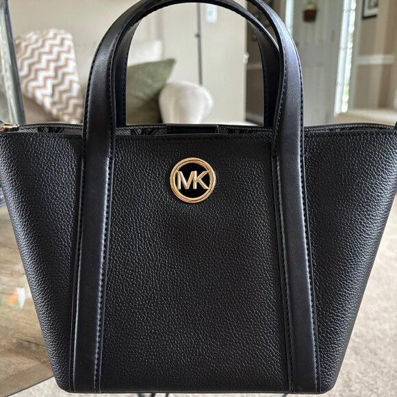 MICHAEL Michael Kors Black Hadleigh Small Double Handle Tote - Picture 1 of 6